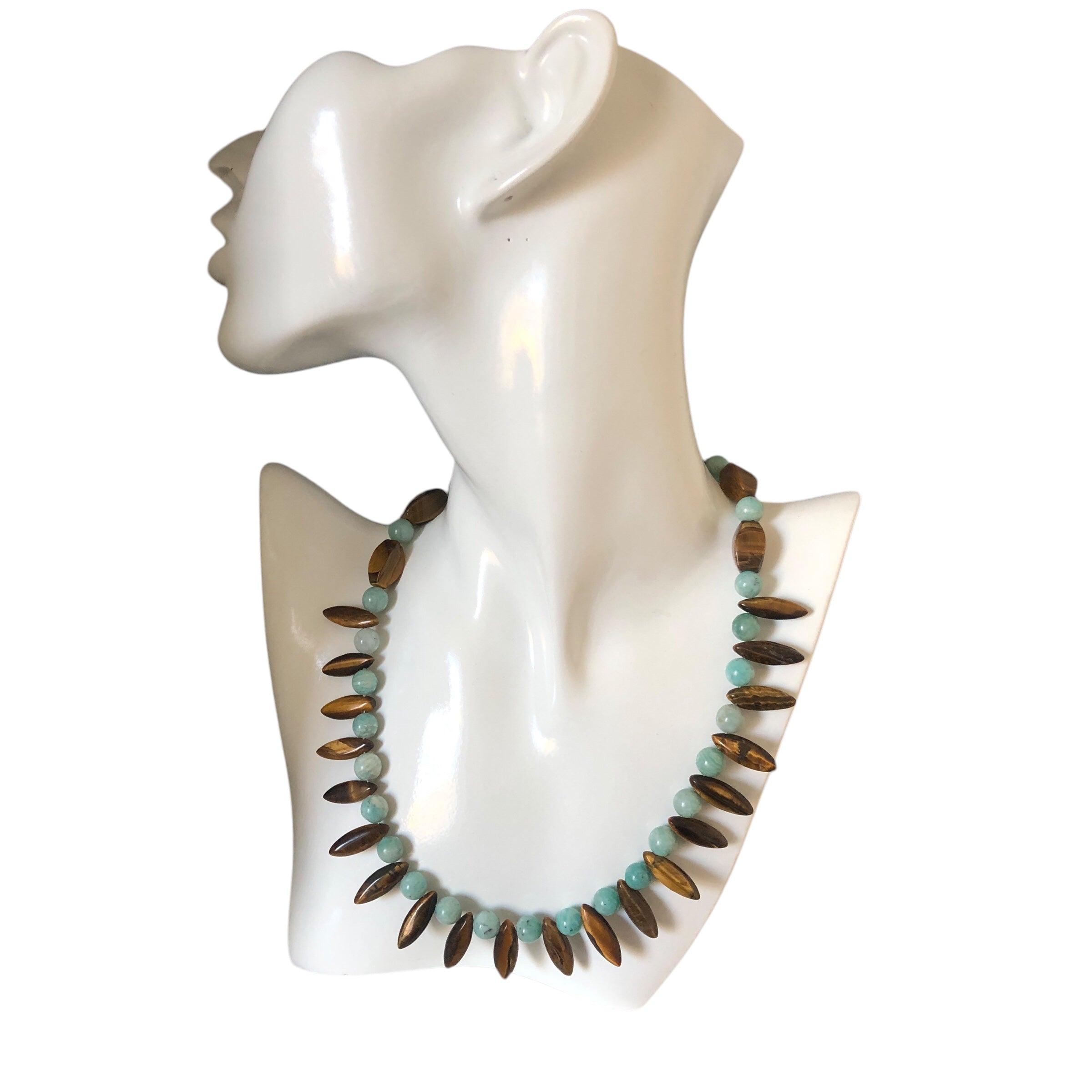 Amazonite and Tiger’s Eye Beaded Necklace