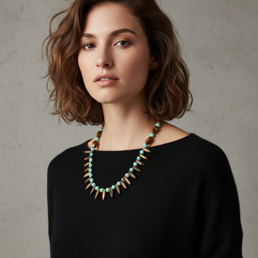 Amazonite and Tiger’s Eye Beaded Necklace