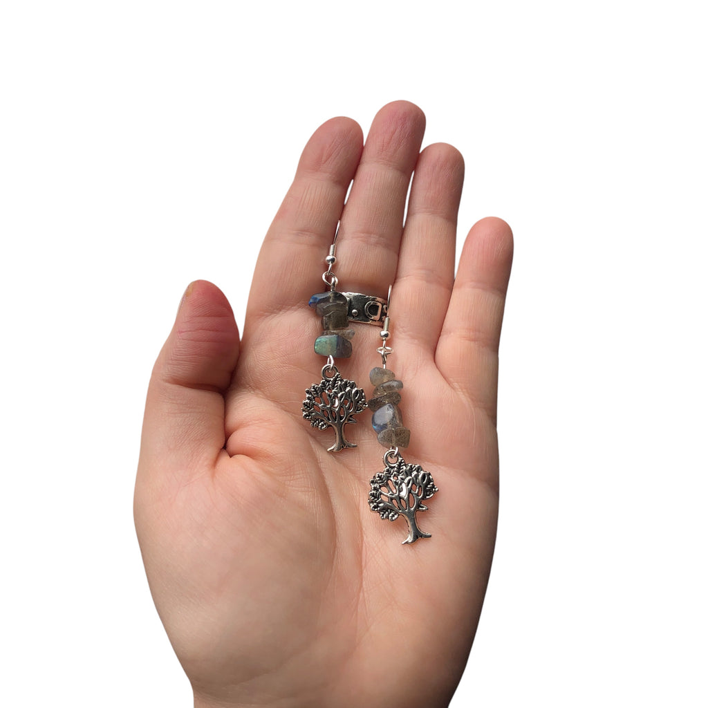 Tree of Life Labradorite Dangle Earrings