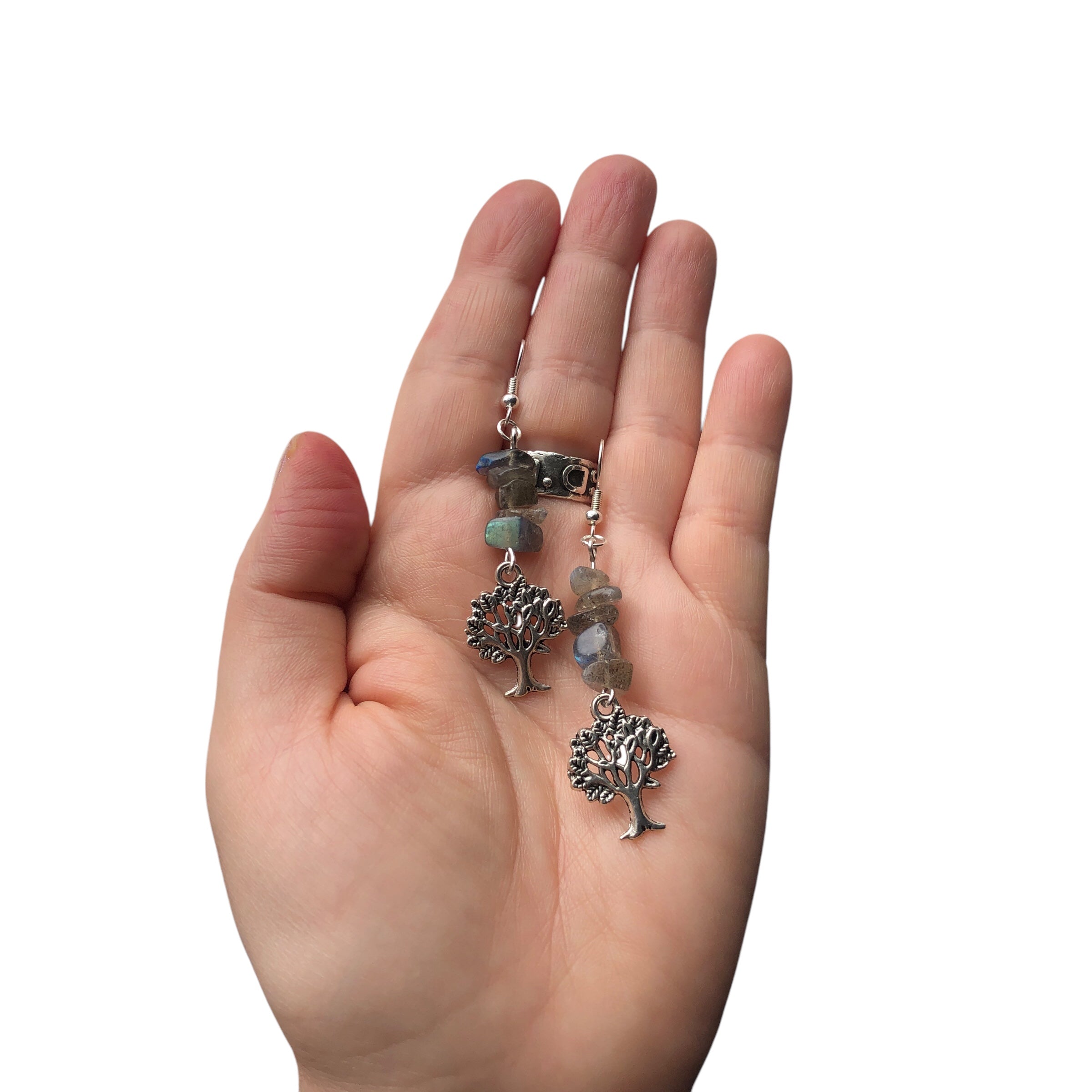 Tree of Life Labradorite Dangle Earrings