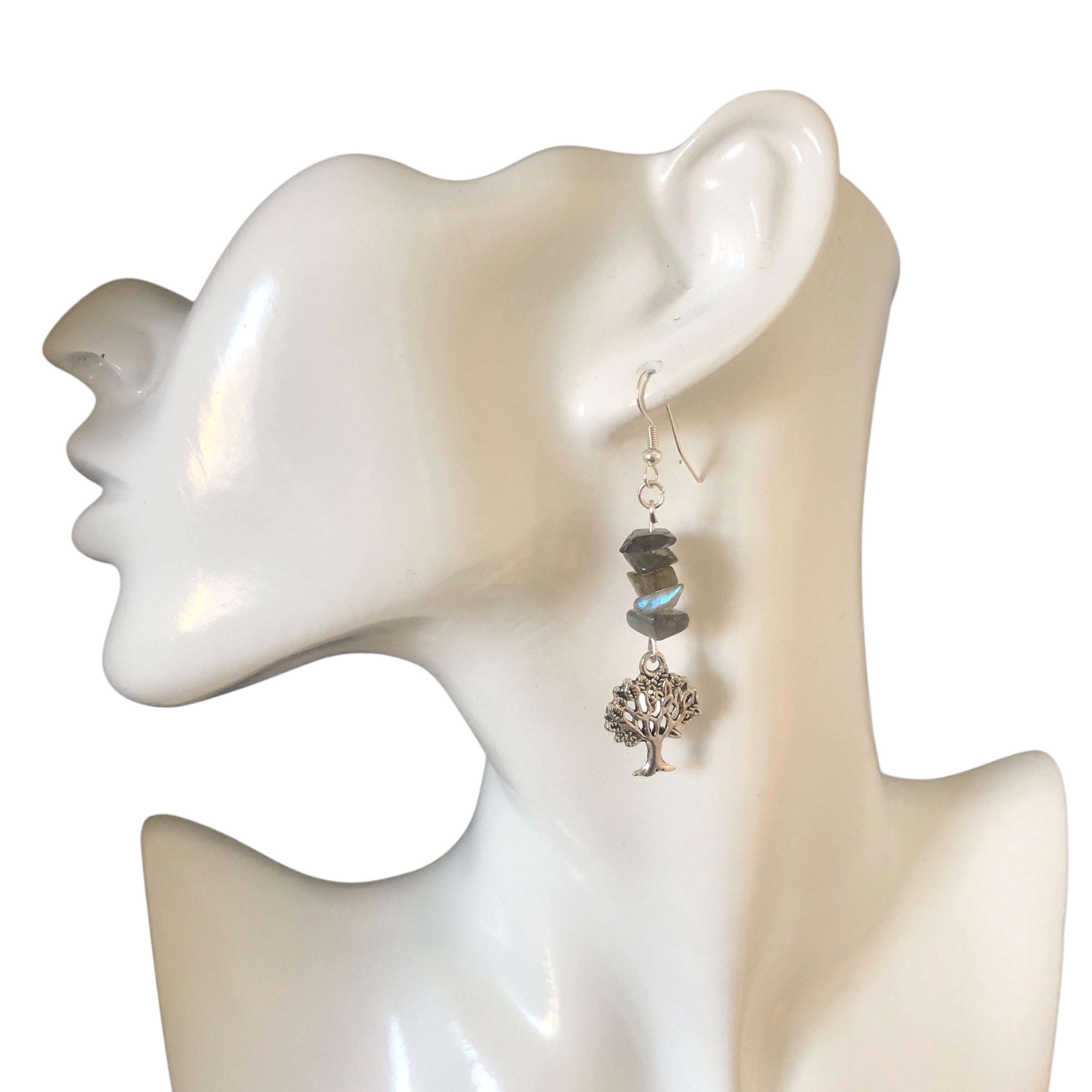 Tree of Life Labradorite Dangle Earrings