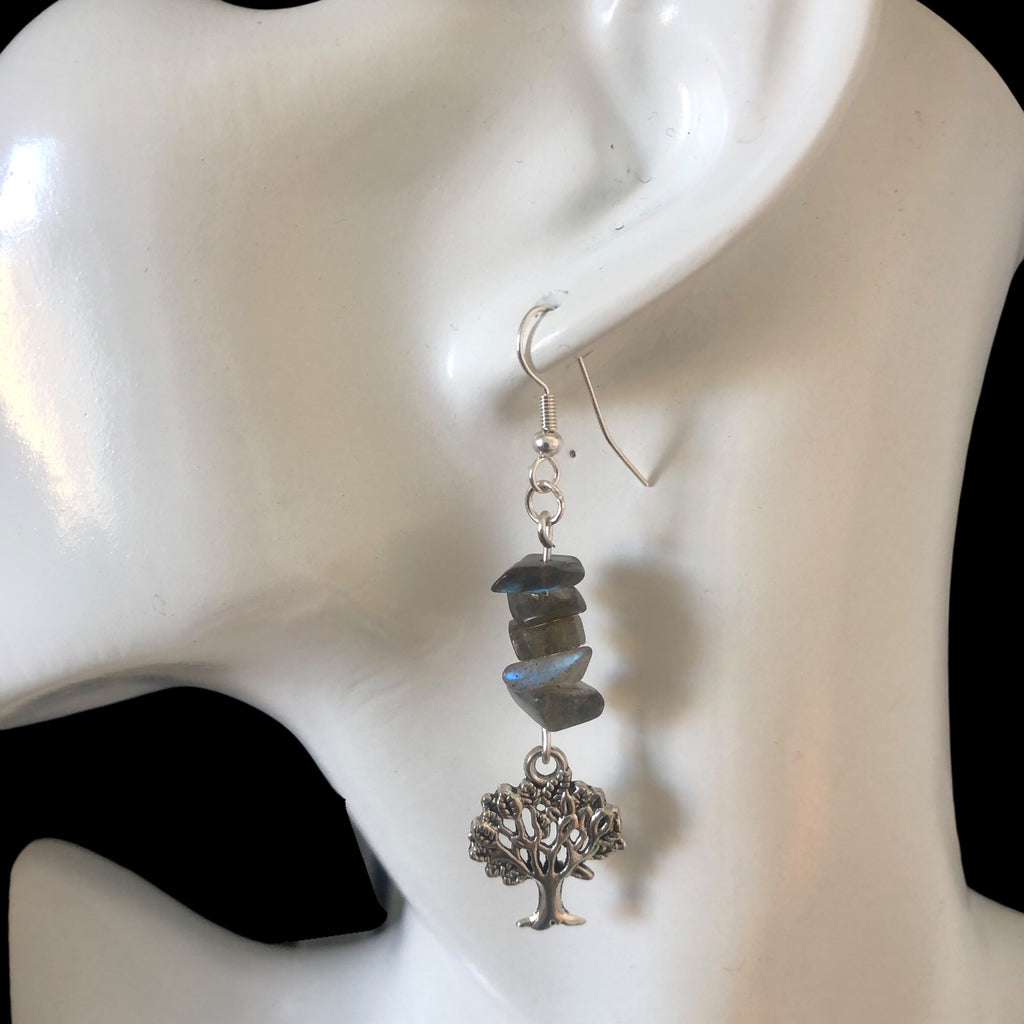 Tree of Life Labradorite Dangle Earrings