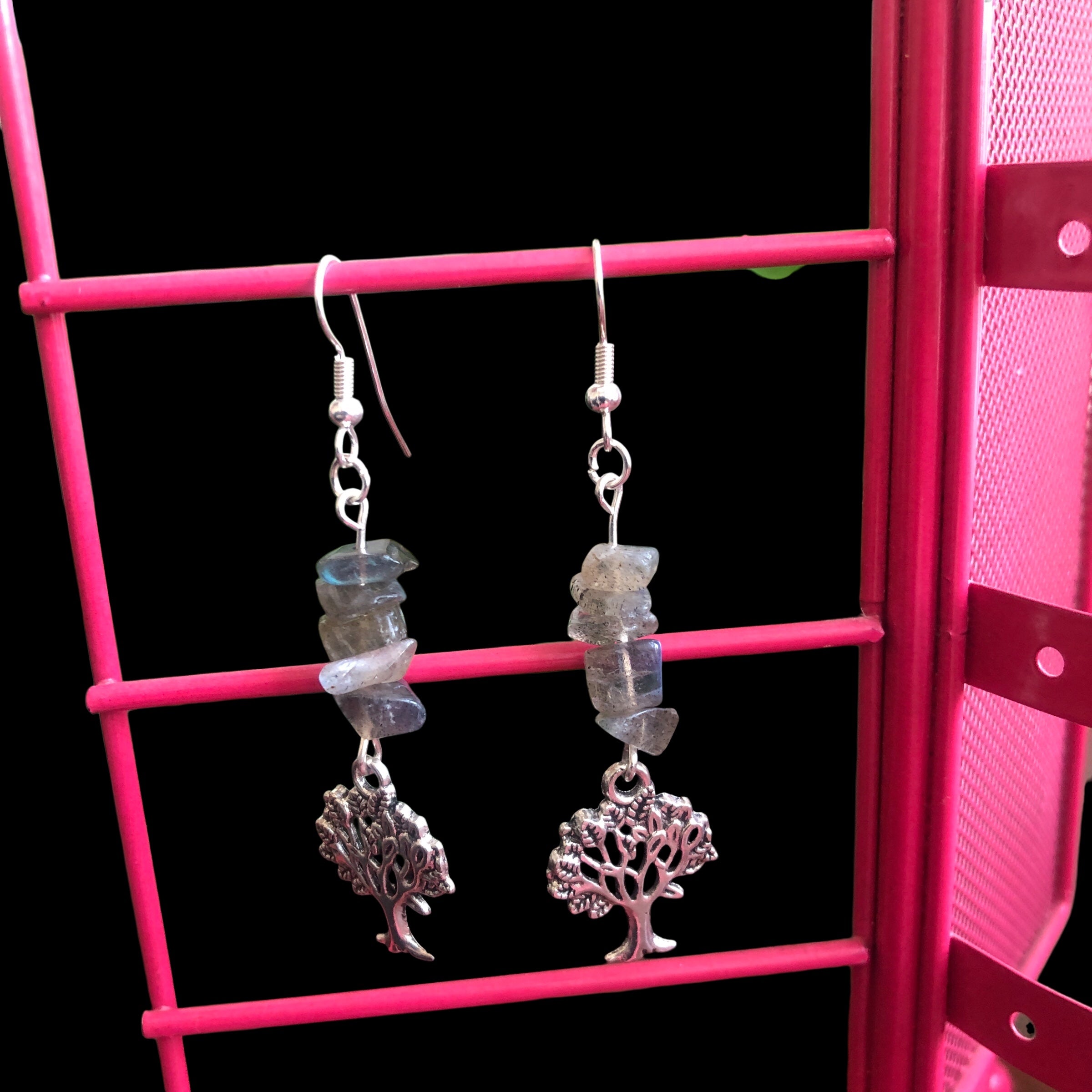 Tree of Life Labradorite Dangle Earrings