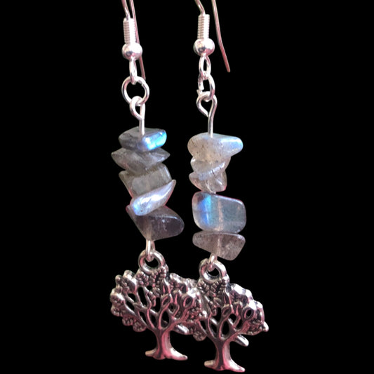 Tree of Life Labradorite Dangle Earrings