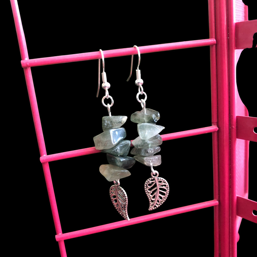 Filigree Leaves Jade Dangle Earrings