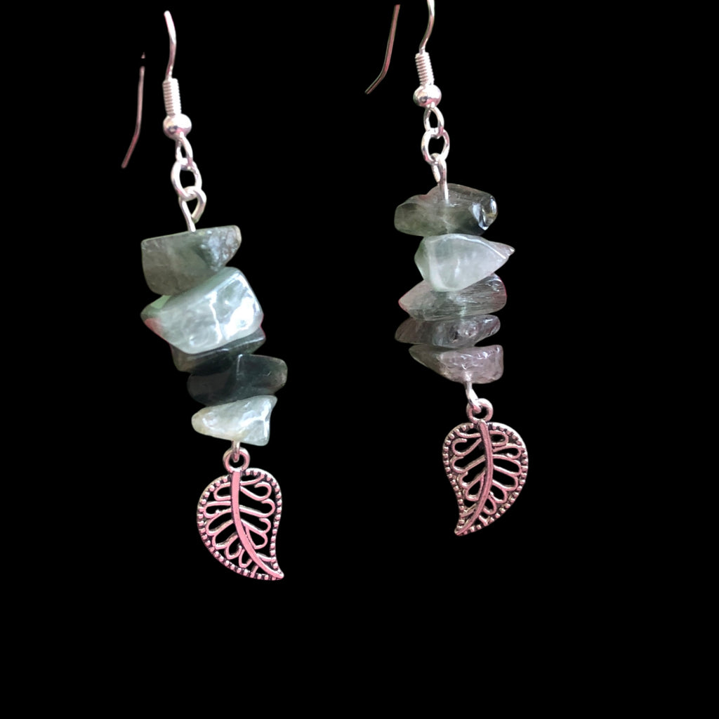 Filigree Leaves Jade Dangle Earrings