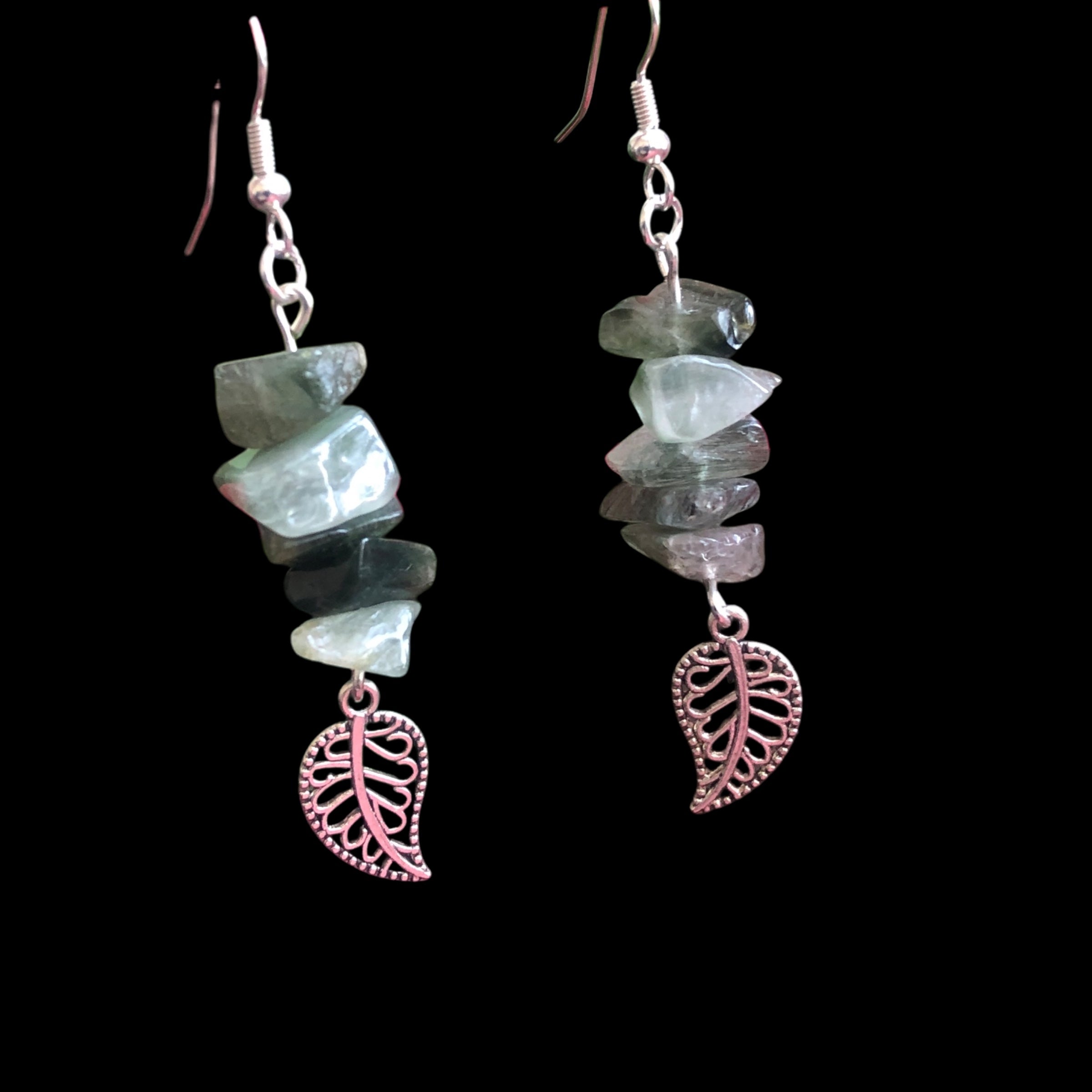 Filigree Leaves Jade Dangle Earrings