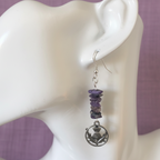 Thistle Flowers Charoite Dangle Earrings - Handmade, One-of-A-Kind - Silver Chamber Jewellery Store