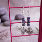 Thistle Flowers Charoite Dangle Earrings - Handmade, One-of-A-Kind - Silver Chamber Jewellery Store