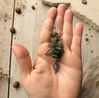 Filigree Leaves Jade Dangle Earrings - Handmade, One-of-A-Kind - Silver Chamber Jewellery Store