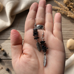 Feathers Obsidian Dangle Earrings - Handmade, One-of-A-Kind - Silver Chamber Jewellery Store