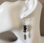 Feathers Obsidian Dangle Earrings - Handmade, One-of-A-Kind - Silver Chamber Jewellery Store