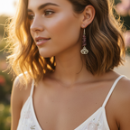 Lotus Flower Pink Rhodonite Dangle - Handmade, One-of-A-Kind - Silver Chamber Jewellery Store