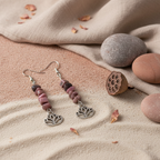 Lotus Flower Pink Rhodonite Dangle - Handmade, One-of-A-Kind - Silver Chamber Jewellery Store