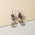 Peace Dove Amethyst Dangle Earrings - Handmade, One-of-A-Kind - Silver Chamber Jewellery Store