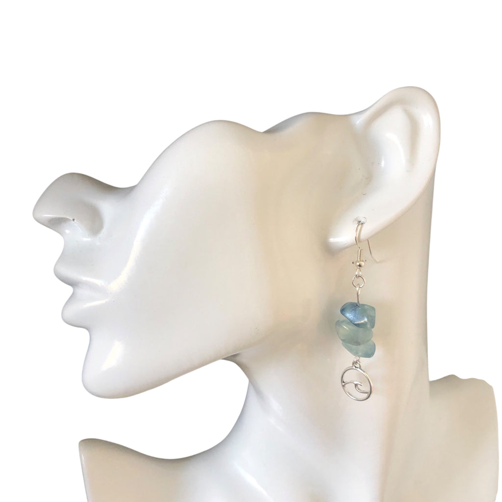 Sea Wave Fluorite Dangle Earrings