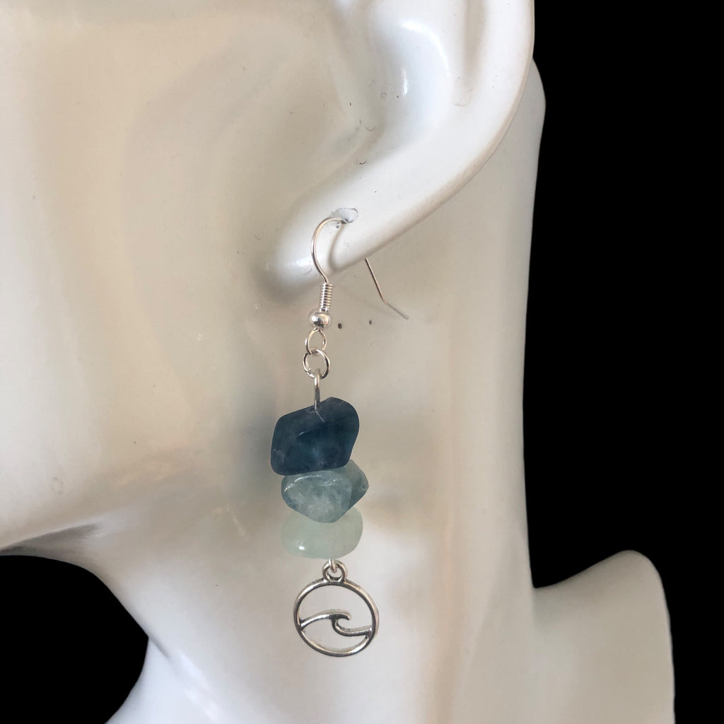 Sea Wave Fluorite Dangle Earrings