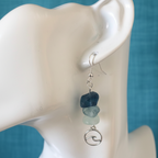 Sea Wave Fluorite Dangle Earrings - Handmade, One-of-A-Kind - Silver Chamber Jewellery Store