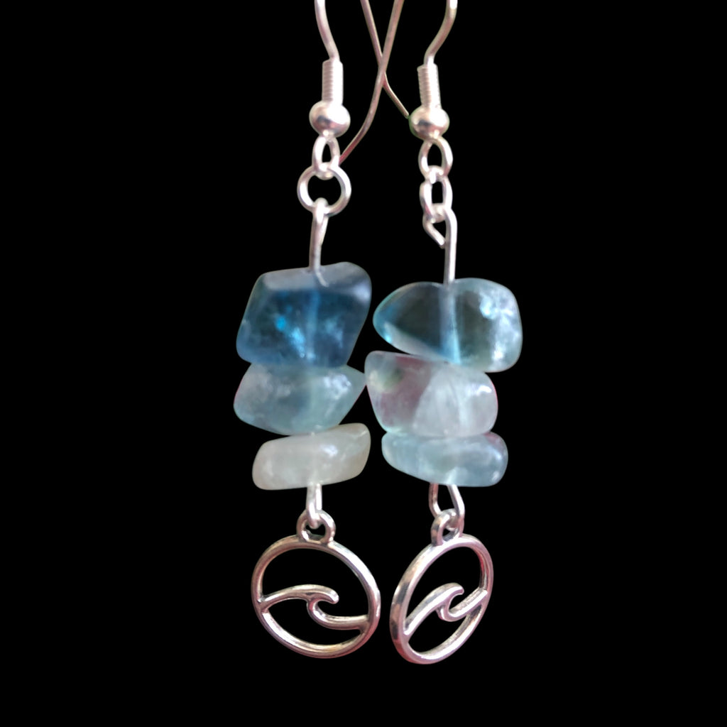 Sea Wave Fluorite Dangle Earrings