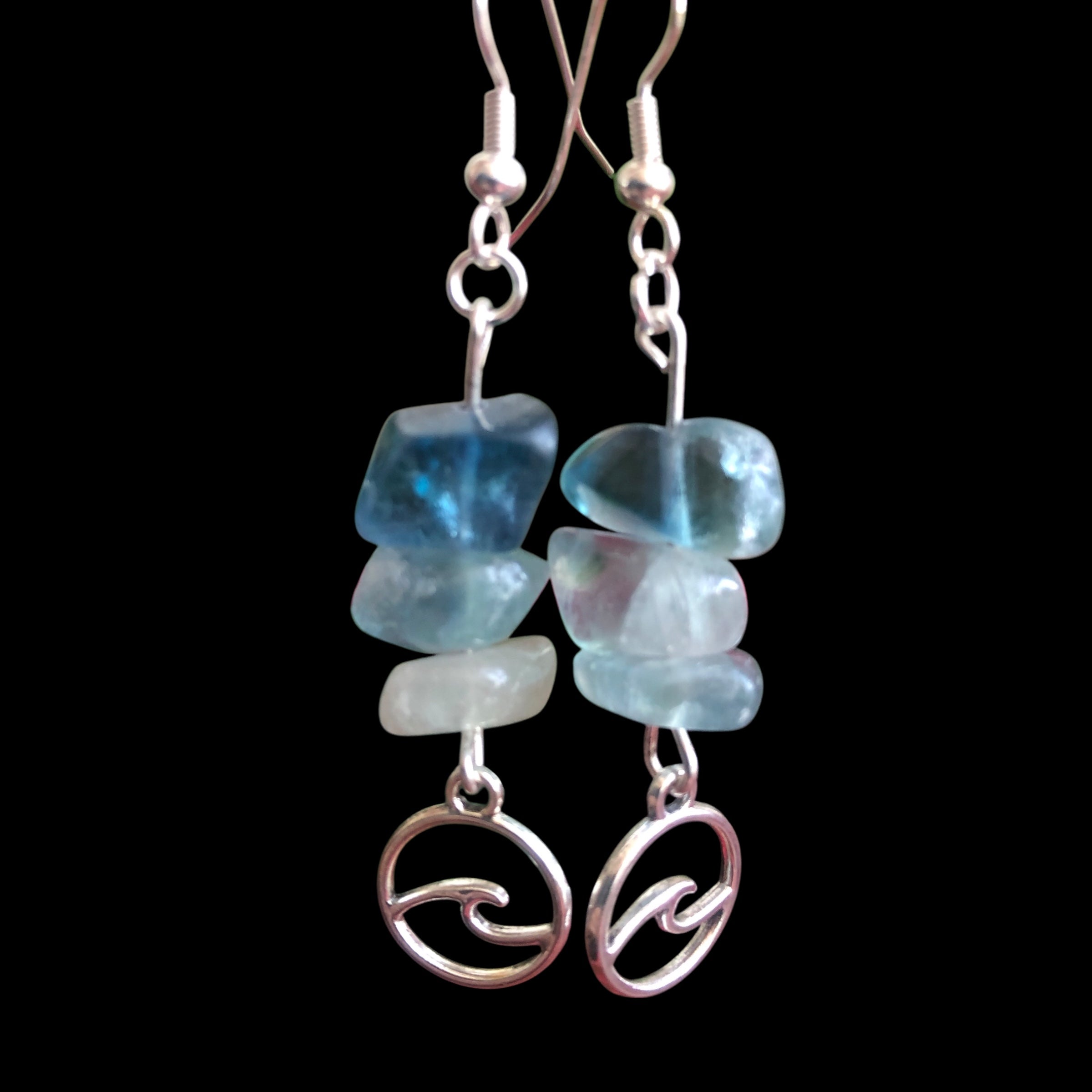 Sea Wave Fluorite Dangle Earrings
