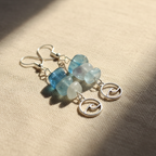 Sea Wave Fluorite Dangle Earrings - Handmade, One-of-A-Kind - Silver Chamber Jewellery Store