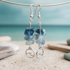 Sea Wave Fluorite Dangle Earrings - Handmade, One-of-A-Kind - Silver Chamber Jewellery Store