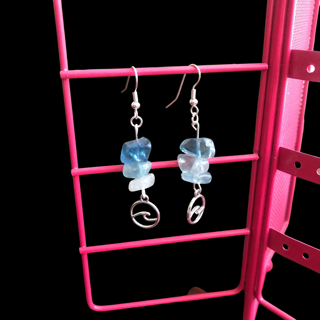 Sea Wave Fluorite Dangle Earrings