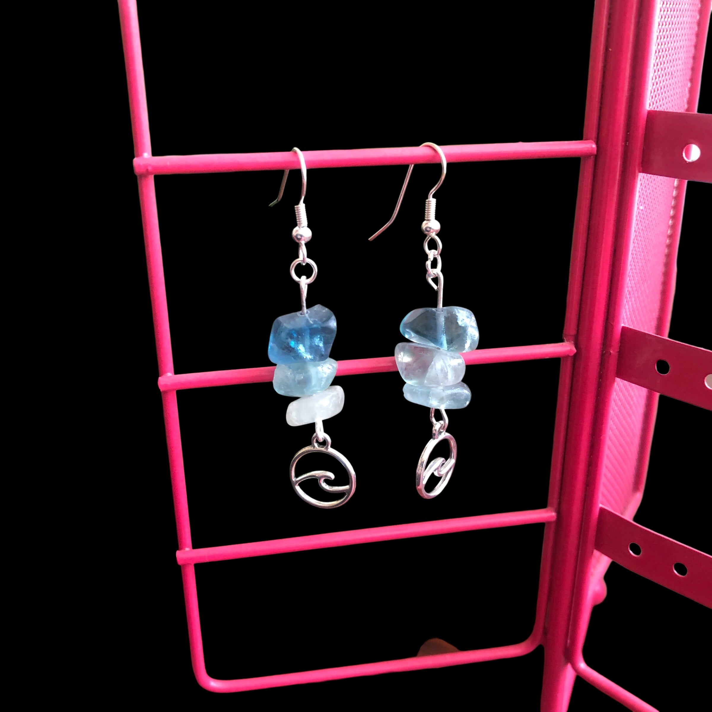 Sea Wave Fluorite Dangle Earrings