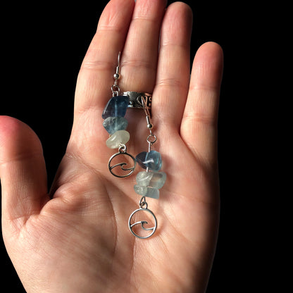 Sea Wave Fluorite Dangle Earrings