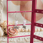 Dragonflies Rose Quartz Dangle Earrings - Handmade, One-of-A-Kind - Silver Chamber Jewellery Store