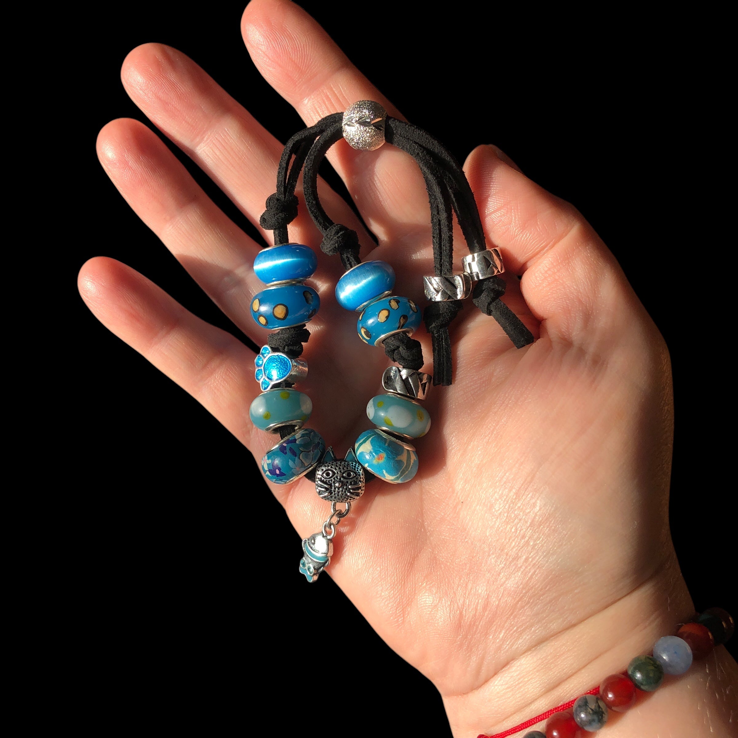 Blue Glass Charm Bracelet