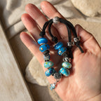 Blue Glass Charm Bracelet - Handmade, One-of-A-Kind - Silver Chamber Jewellery Store