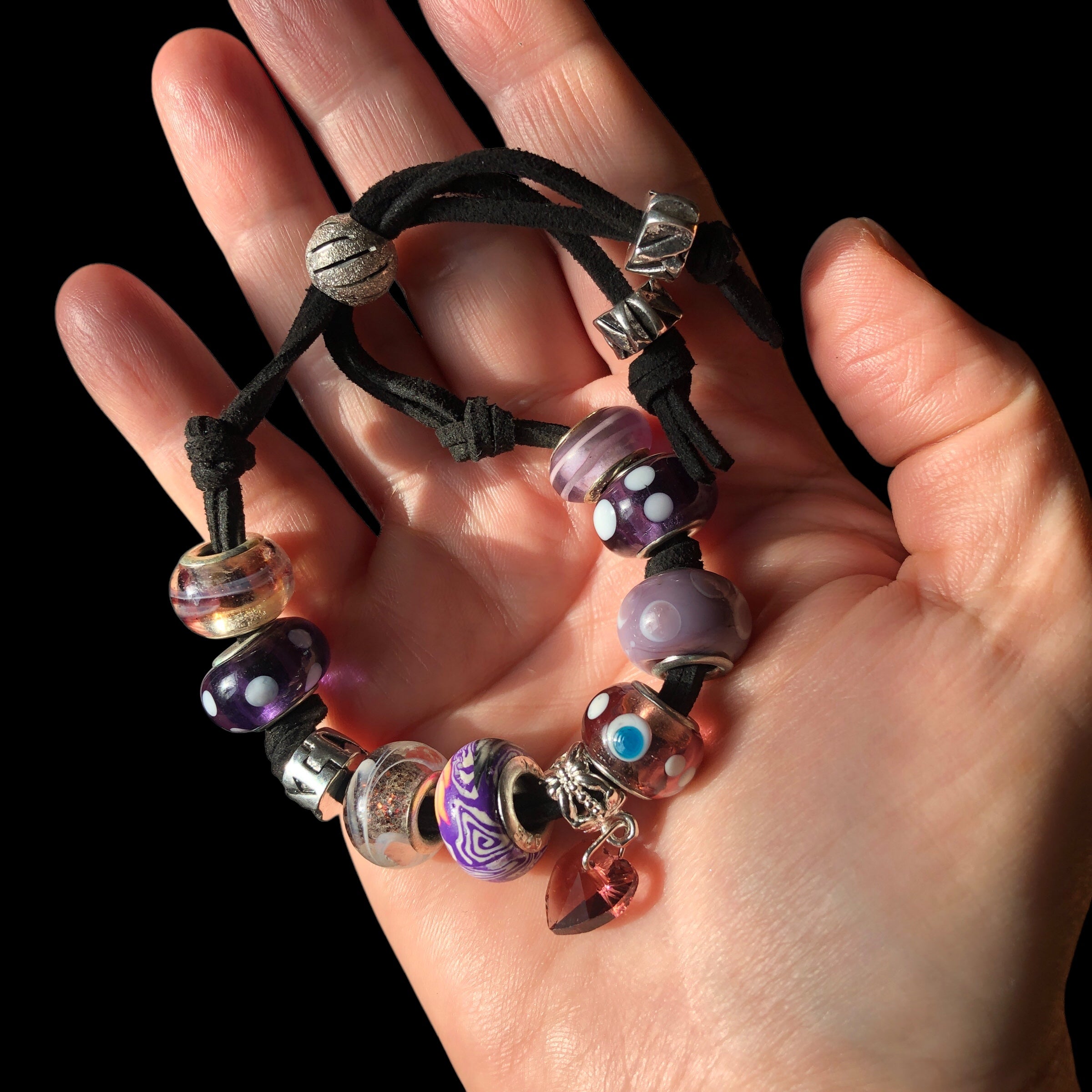 Purple Glass Charm Bracelet