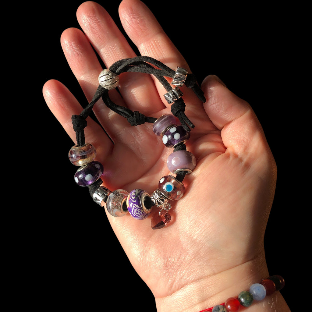 Purple Glass Charm Bracelet