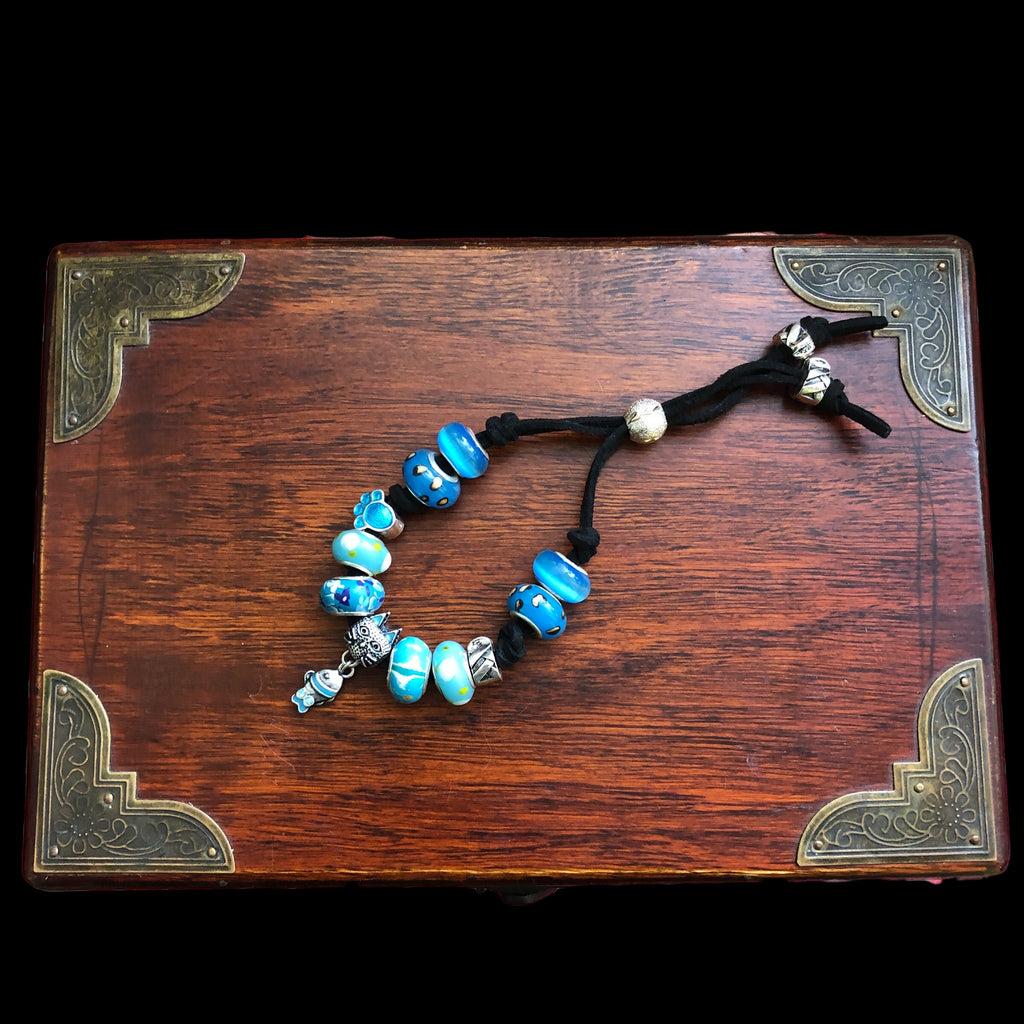 Blue Glass Charm Bracelet