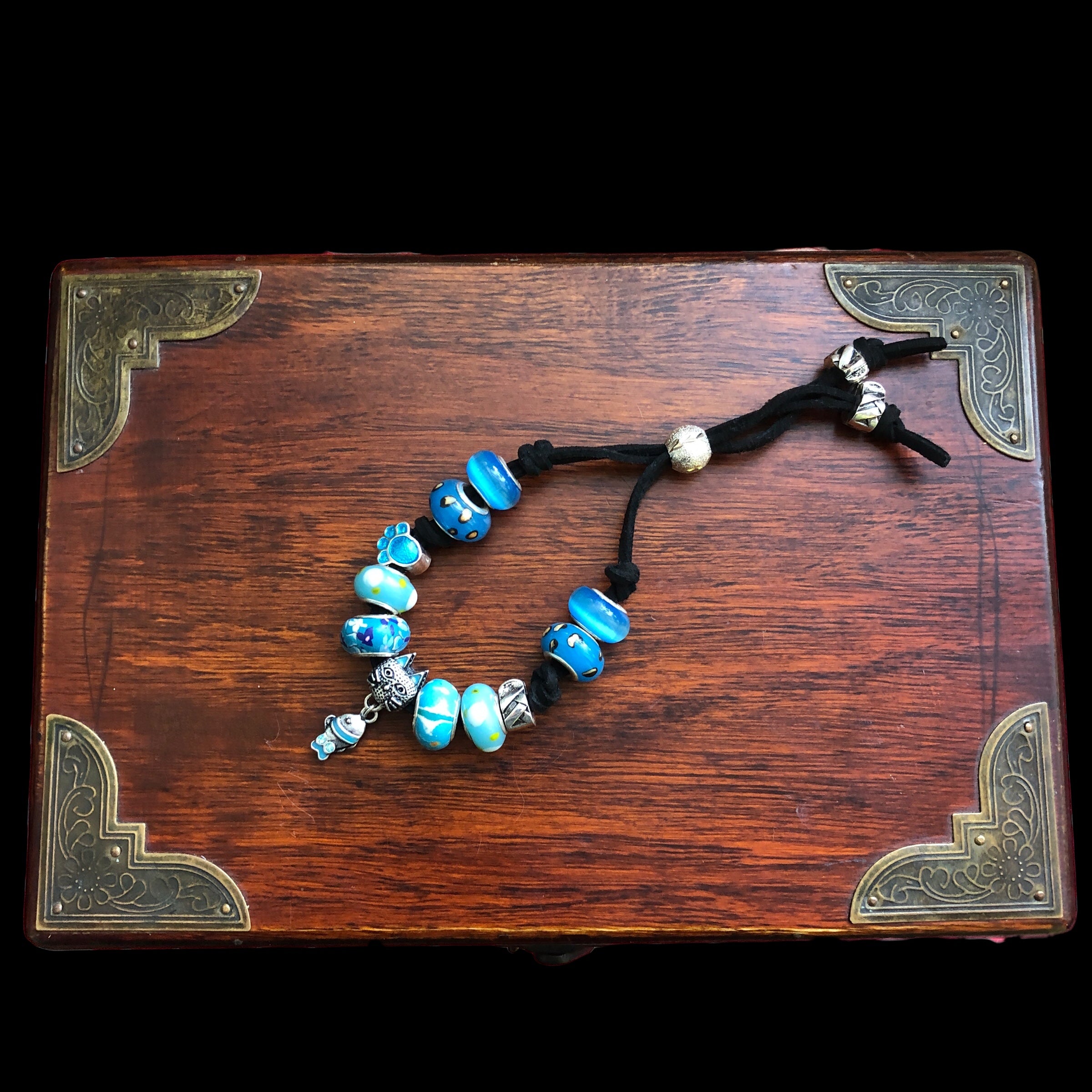 Blue Glass Charm Bracelet