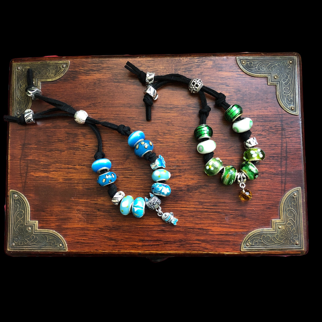 Blue Glass Charm Bracelet