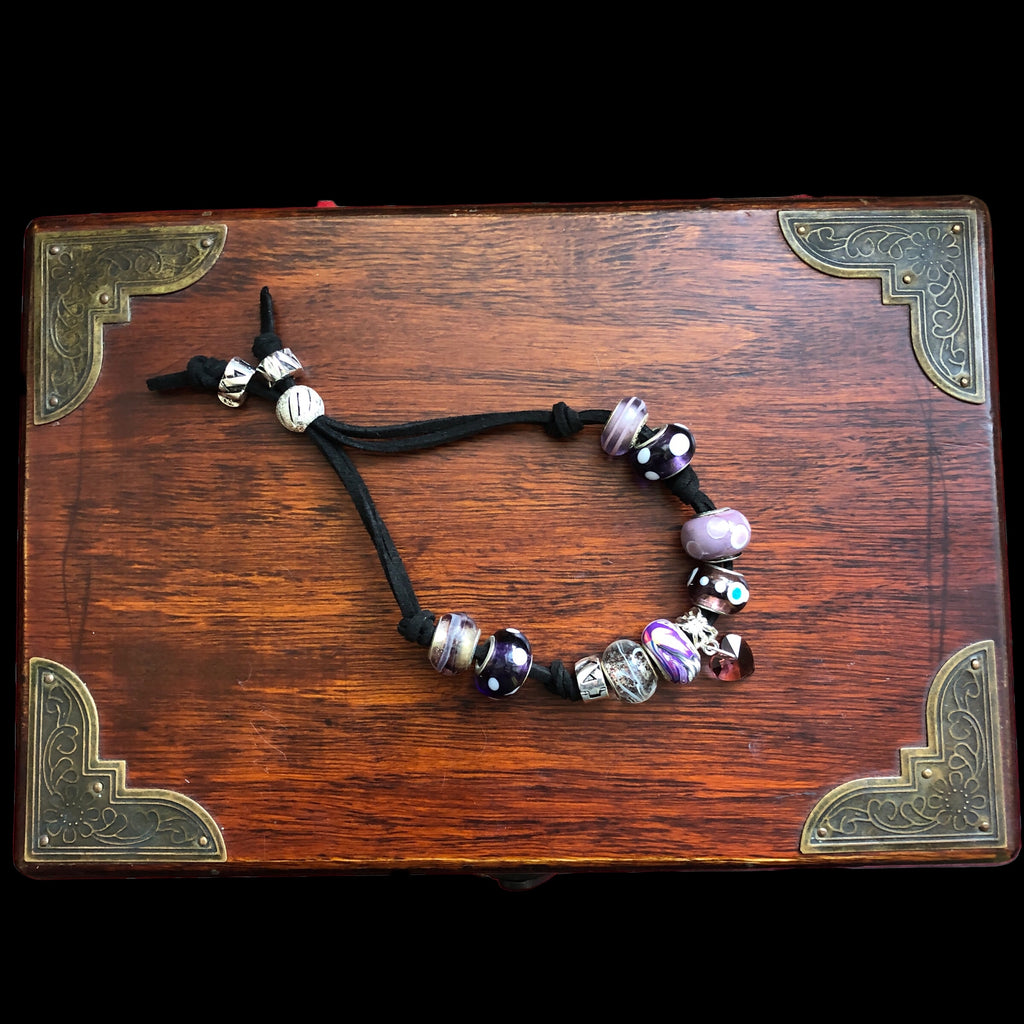 Purple Glass Charm Bracelet