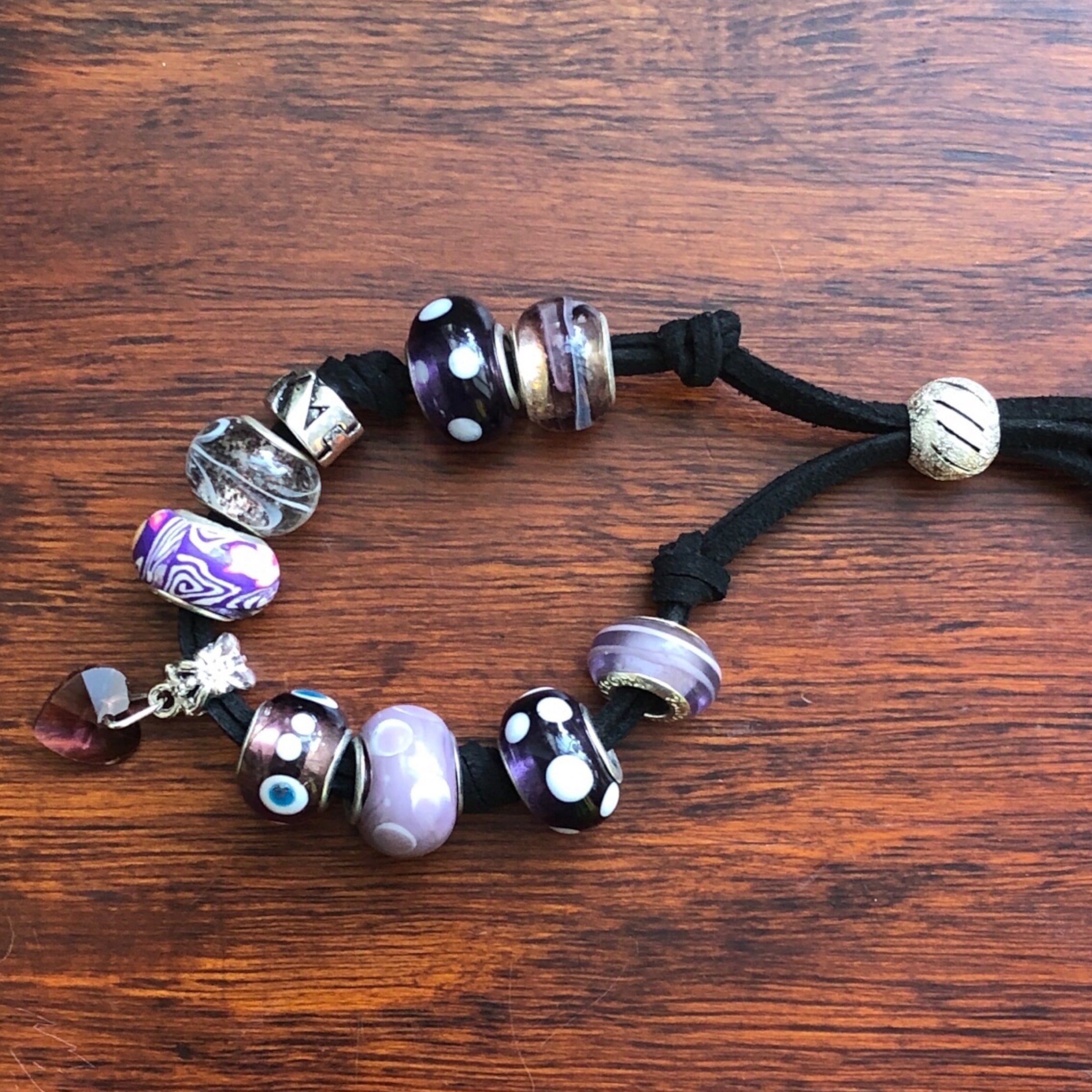 Purple Glass Charm Bracelet