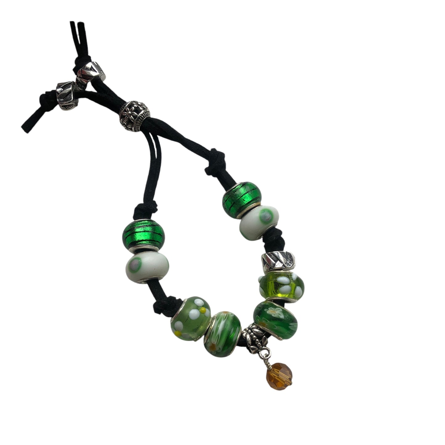 Green Glass Charm Bracelet