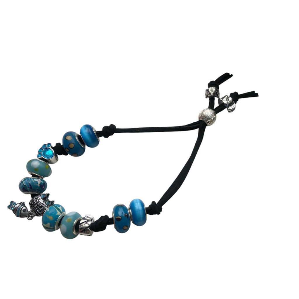 Blue Glass Charm Bracelet