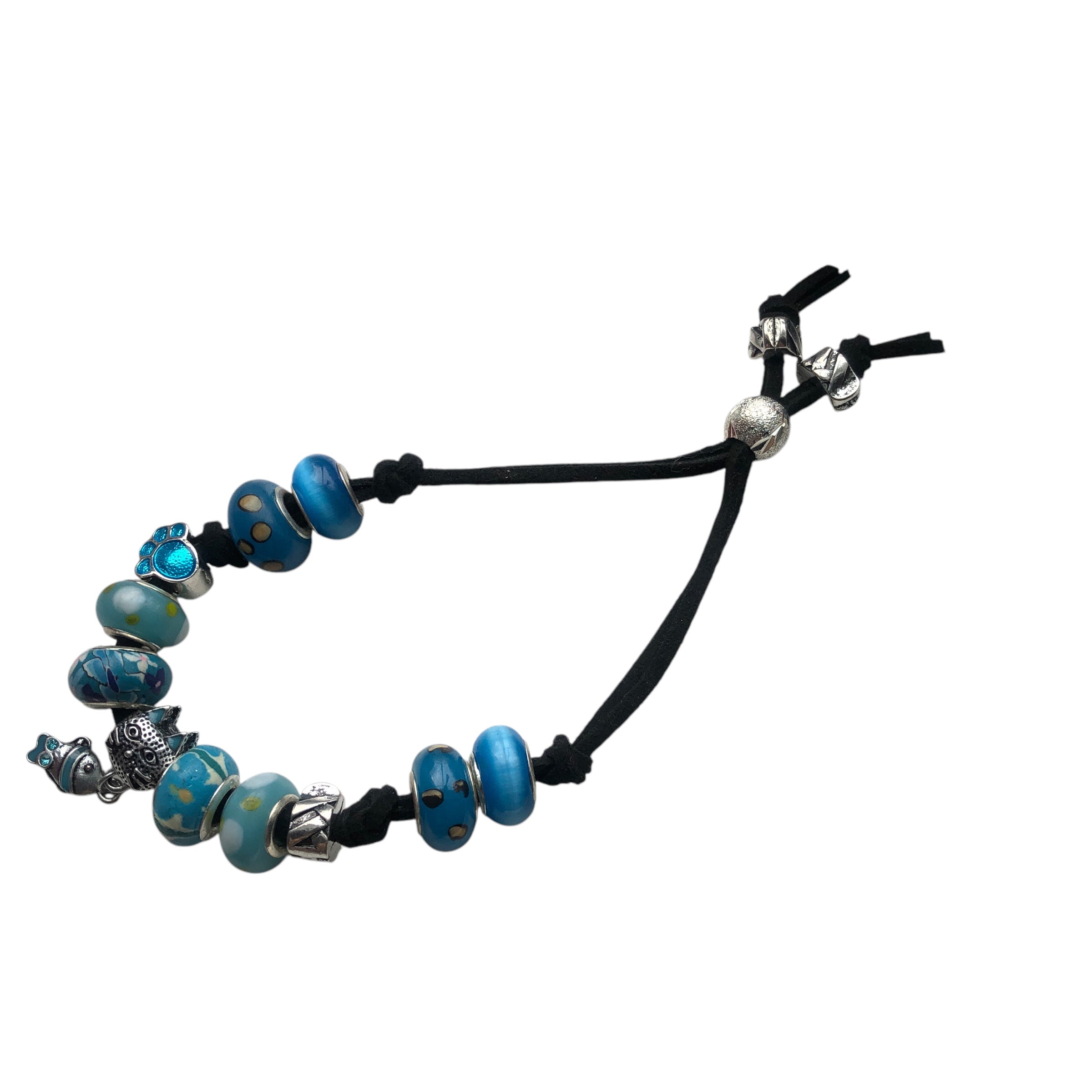 Blue Glass Charm Bracelet