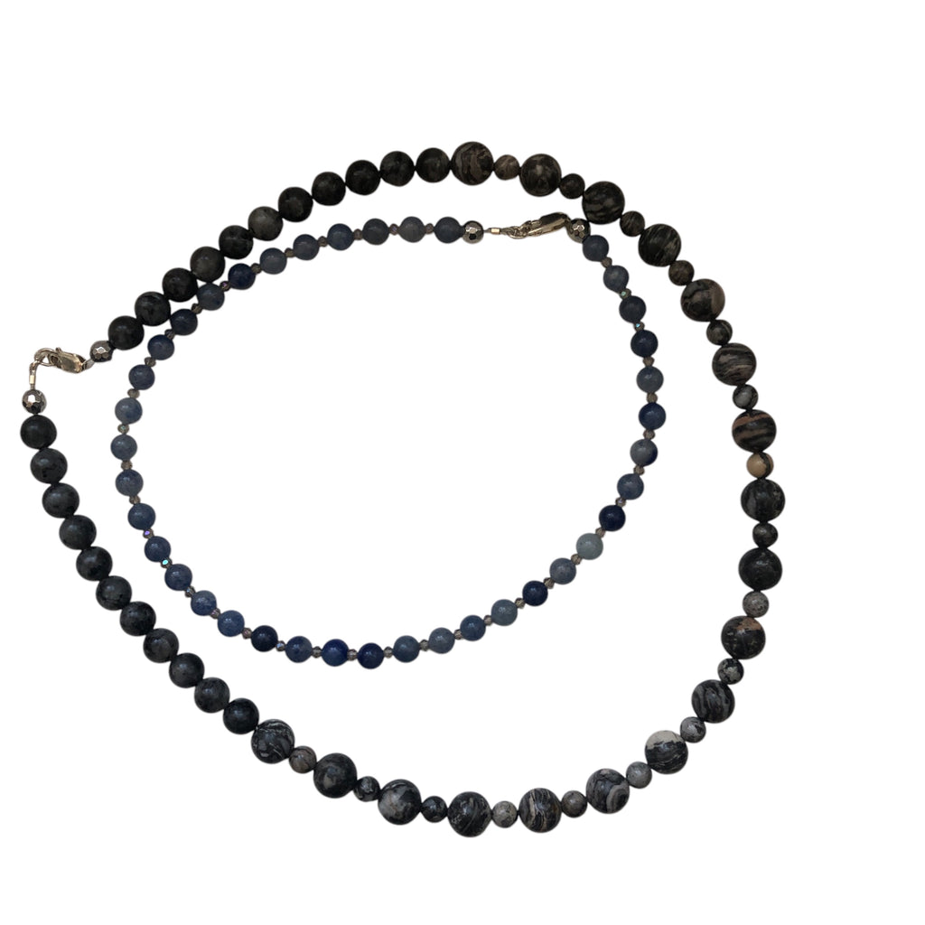 Blue Aventurine and AB Crystals Beaded Choker