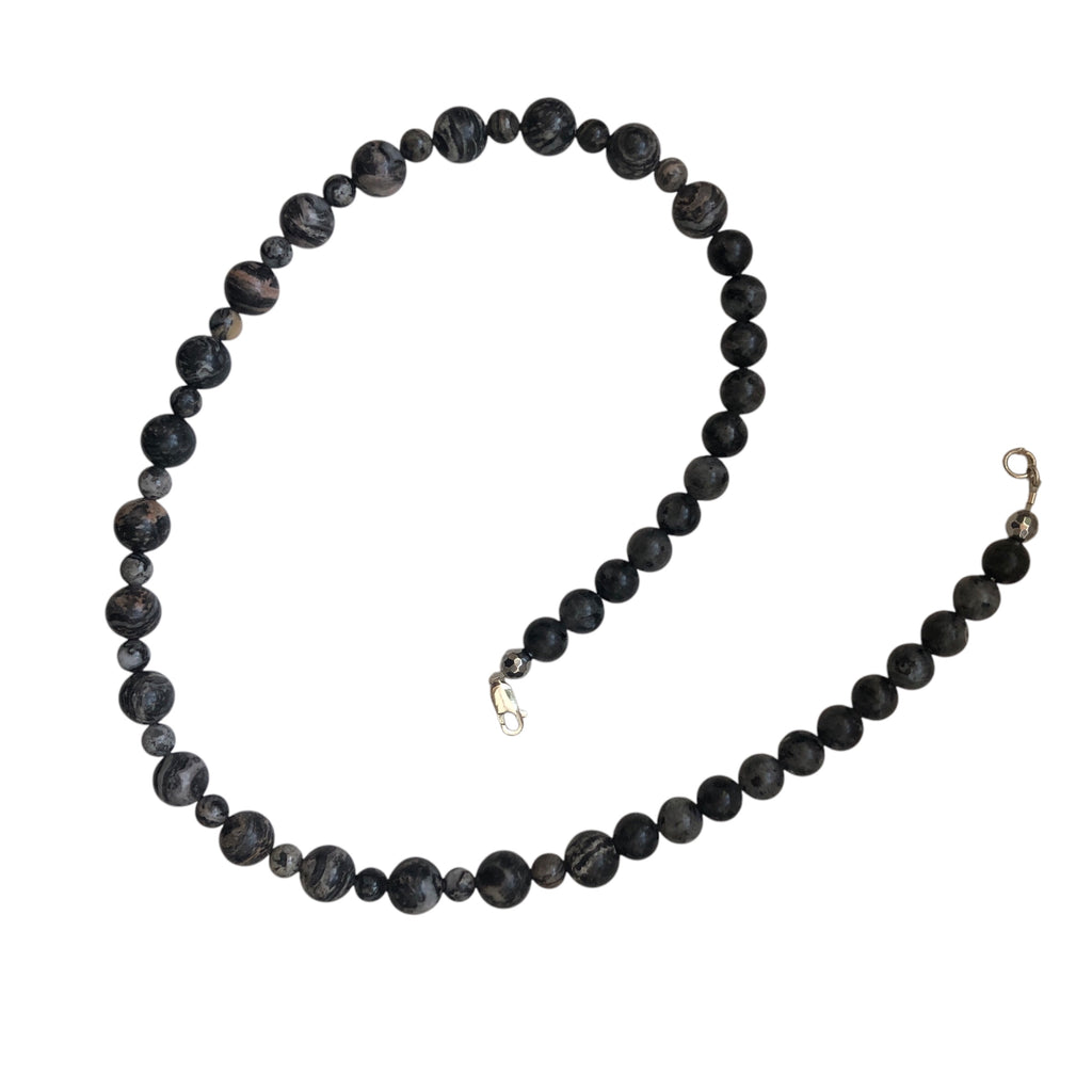 Landscape Jasper and Larvikite Labradorite Beaded Necklace