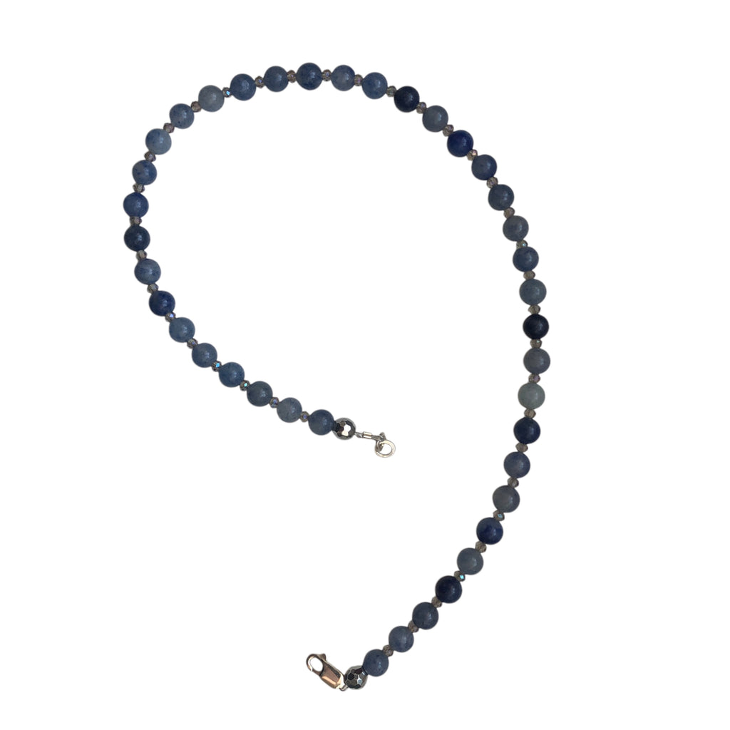 Blue Aventurine and AB Crystals Beaded Choker