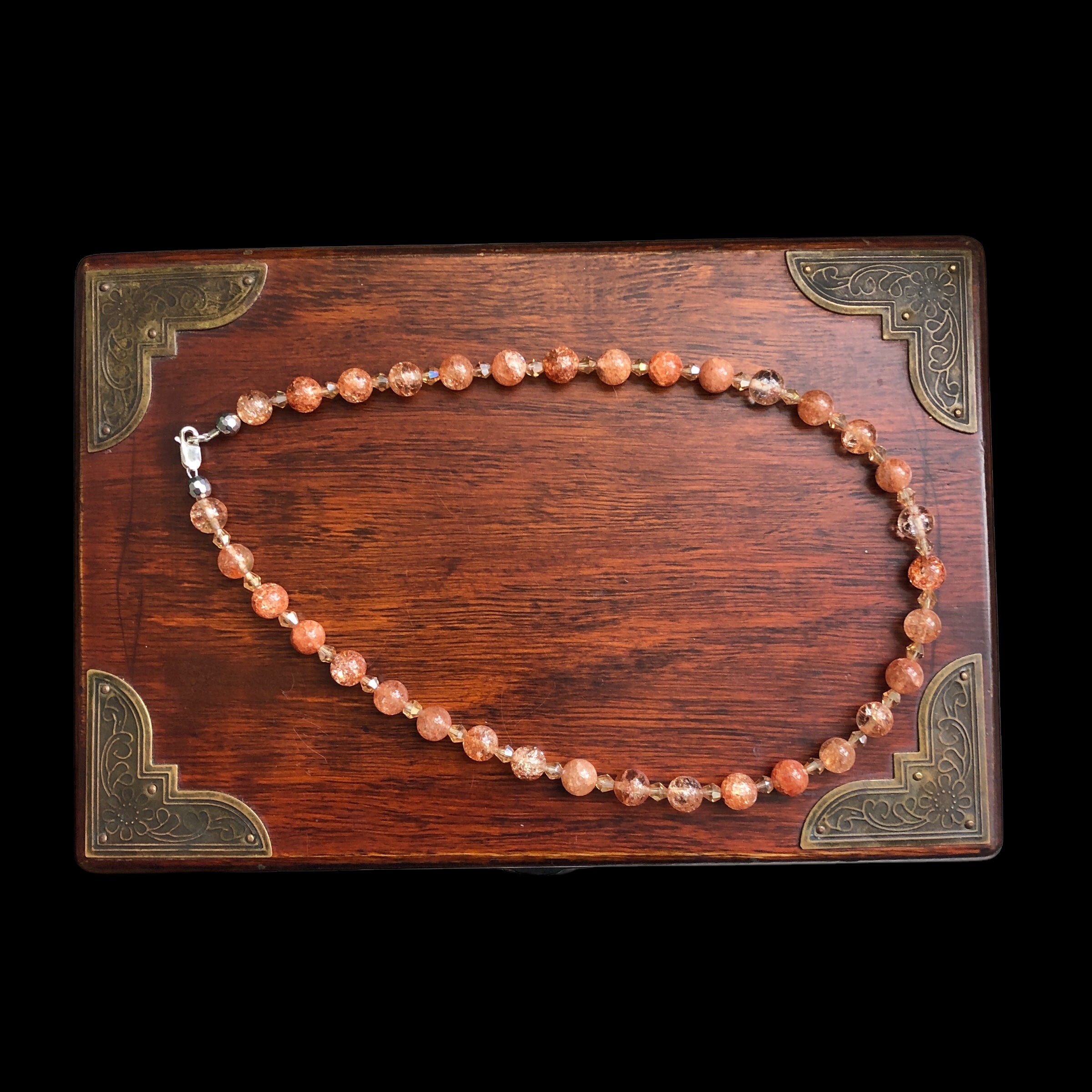 Crackle Quartz and Czech Crystal Beaded Necklace