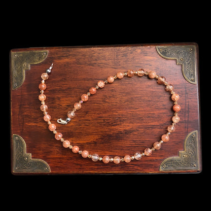 Crackle Quartz and Czech Crystal Beaded Necklace