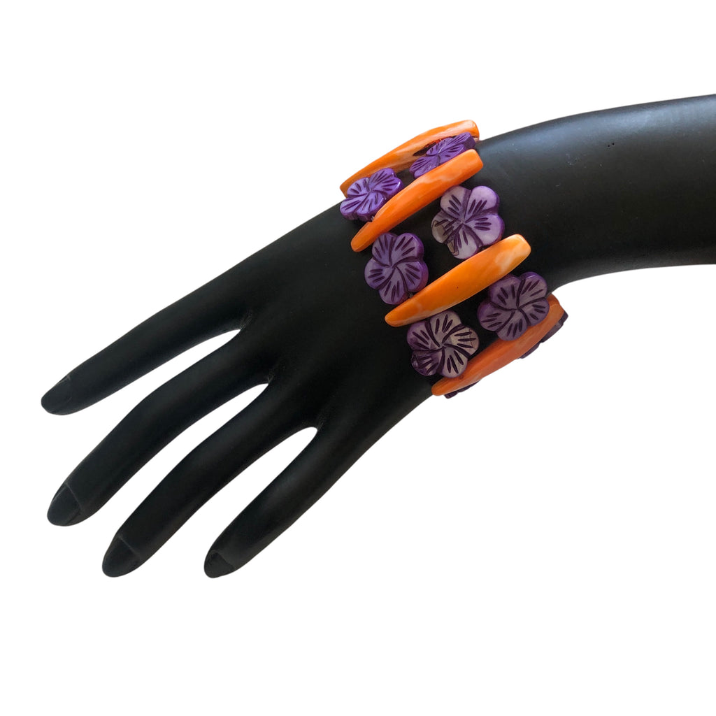 Orange and Purple Mother of Pearl Bracelet