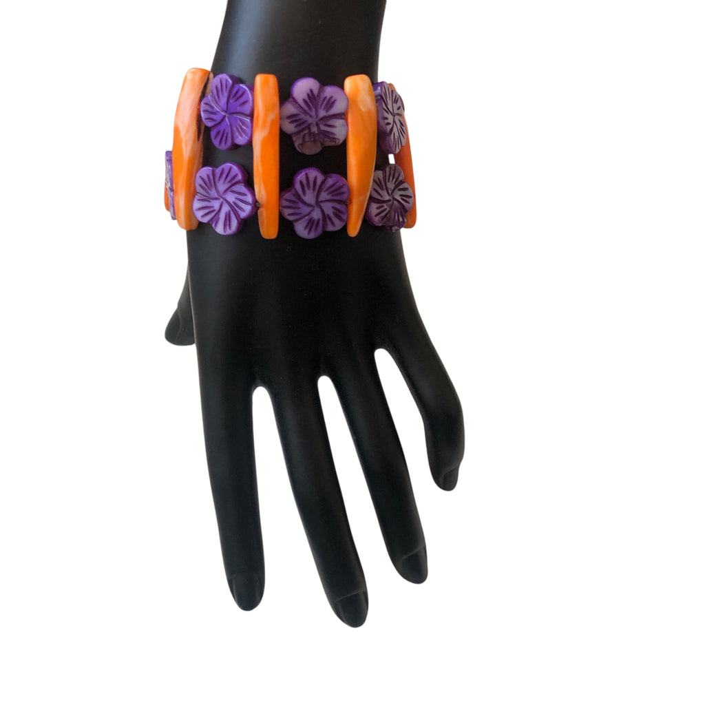Orange and Purple Mother of Pearl Bracelet