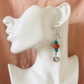 925 Silver Dangle Earrings With Rough Coral and Turquoise